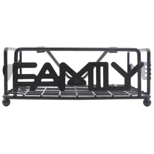 Servilletero de Metal Cuadrado con Leyenda de Familia de Color Negro SIN ASIGNAR HP02-683B