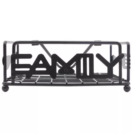 Servilletero de Metal Cuadrado con Leyenda de Familia de Color Negro SIN ASIGNAR HP02-683B