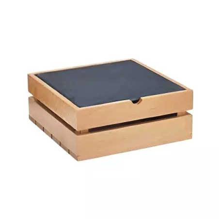 Base Exhibidora Cuadrada de Madera de 30 x 30 x 10 Centimetros MASTER CHEF 6096-2L