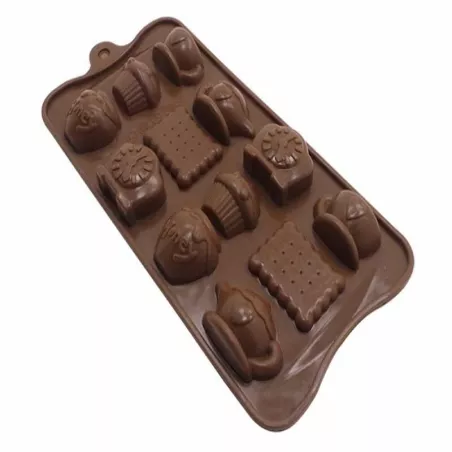 Molde de Silicon de Figuras de la Hora del Te de 12 Cavidades TIPS RRA02-143