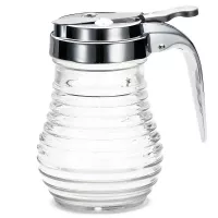 Mielera de Vidrio con Tapa Cromada con Diseno de Colmena de 6 Onzas TABLECRAFT BH7