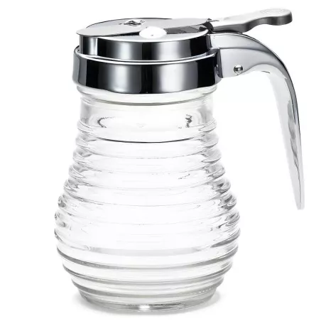 Mielera de Vidrio con Tapa Cromada con Diseno de Colmena de 6 Onzas TABLECRAFT BH7