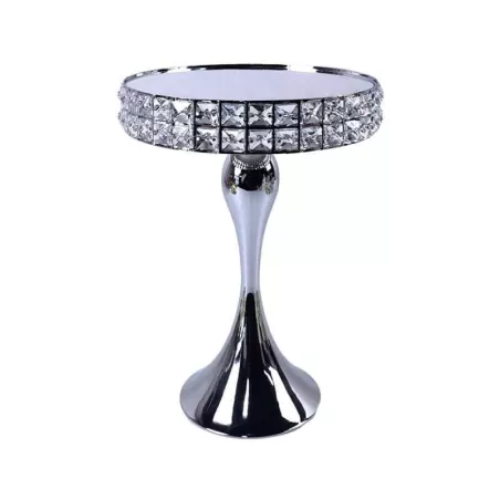 Base de Queque Metalica de Color Plateada de Perlas Cuadradas de 20 x 20 Centimetros MASTER CHEF CS8017-20S