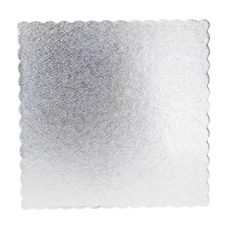 Base de Carton Cuadrada Ondulada de 35 Centimetros de Color Plateado, Paquete de 5 Unidades TIPS DGD043S