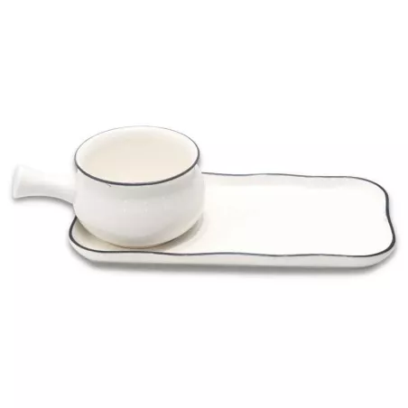 Bowl Cebollero con Plato Base de 8 Onzas Color Blanco TIPS XP1628