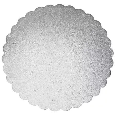 Base de Carton Redondo Ondulada de 35 Centimetros de Color Plateado, Paquete de 5 Unidades TIPS DGD038S