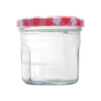 Frasco de Vidrio con Tapa de Cuadros de 200 Mililitros VETRO A-176-02