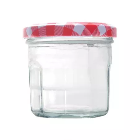 Frasco de Vidrio con Tapa de Cuadros de 200 Mililitros VETRO A-176-02