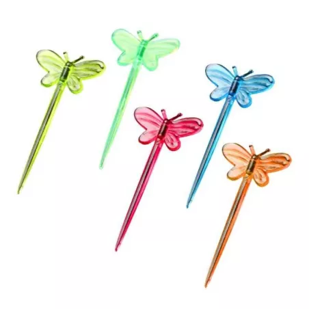 Pin de Plastico de Mariposa de Colores Surtidos de 7.7 Centimetros, Paquete de 50 Unidades TIPS ARK25-88
