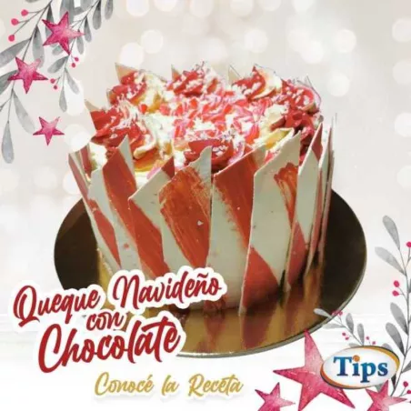 Queque Navideno con Decoraciones de Laminas de Chocolate TIPS RA0000463