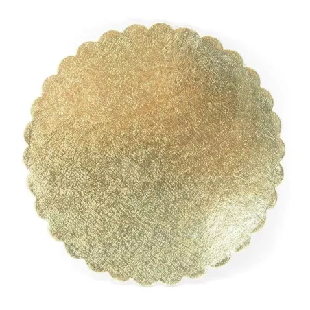 Base de Carton Redondo Ondulado de 15 Centimetros de Color Dorado, Paquete de 10 Unidades TIPS DGD023G