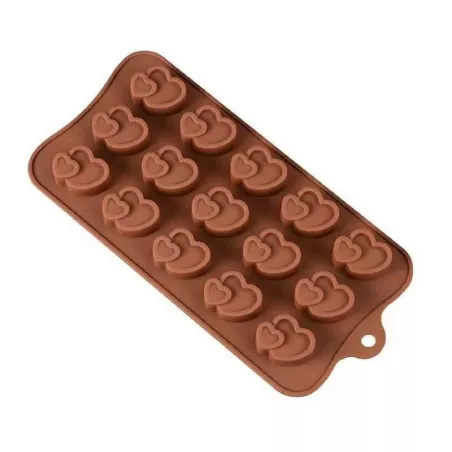 Molde de Silicon de Corazones Dobles de 15 Cavidades MASTER CHEF 216