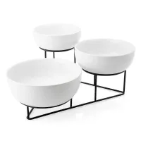 Rack Metalico con Tazones Redondos de Ceramica, Set de 4 Piezas GIBSON 81153.04