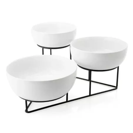 Rack Metalico con Tazones Redondos de Ceramica, Set de 4 Piezas GIBSON 81153.04