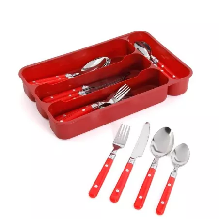 Cubiertos de Cocina de Color Rojo, Set de 24 Piezas GIBSON 69560.24