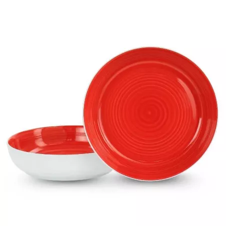 Bowl de Ceramica Rojo, Set de 2 Piezas GIBSON 127296.02