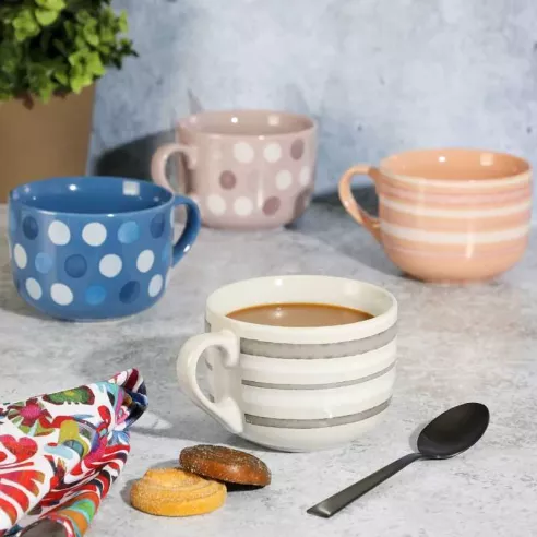 Taza de Ceramica de 23 Onzas, 4 Disenos Variados GIBSON 135395.01