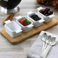 Plato para Salsas de Ceramica con Base de Madera, Set de 5 Piezas GIBSON 127271.05 2