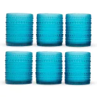 Vaso de Vidrio de 250 Mililitros de Color Azul, Set de 6 Unidades TIPS KFG-009BL/HJ