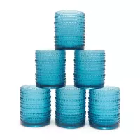 Vaso de Vidrio de 250 Mililitros de Color Azul, Set de 6 Unidades TIPS KFG-009BL/HJ 2