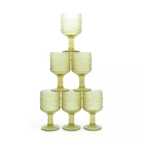 Copa de Vino de Vidrio de 240 Mililitros de Color Verde, Set de 6 Unidades TIPS KFG-007GN/HJ 2