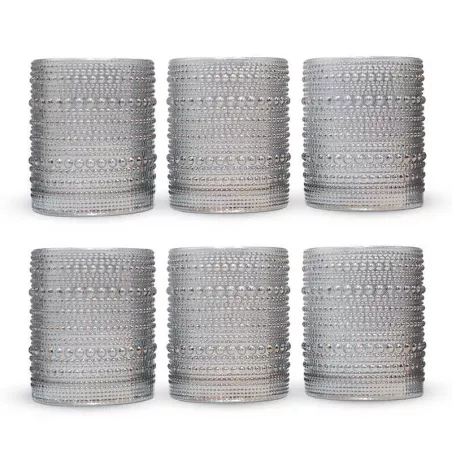 Vaso de Vidrio de 250 Mililitros de Color Humo, Set de 6 Unidades TIPS KFG-009SM/HJ