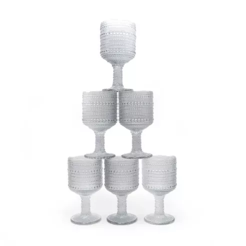 Copa de Vino de Vidrio de 240 Mililitros de Color Humo, Set de 6 Unidades TIPS KFG-007SM/HJ