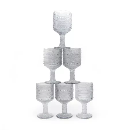 Copa de Vino de Vidrio de 240 Mililitros de Color Humo, Set de 6 Unidades TIPS KFG-007SM/HJ