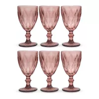 Copa de Vino de Vidrio de 300 Mililitros de Color Morado, Set de 6 Unidades TIPS KFG-002PR/HJ