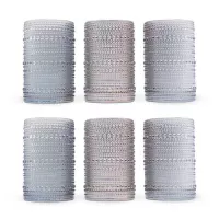 Vaso de Vidrio de 350 Mililitros Color Azul Humo, Set de 6 Unidades TIPS KFG-008SM/HJ