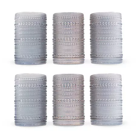 Vaso de Vidrio de 350 Mililitros Color Azul Humo, Set de 6 Unidades TIPS KFG-008SM/HJ