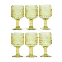 Copa de Vino de Vidrio de 240 Mililitros de Color Verde, Set de 6 Unidades TIPS KFG-007GN/HJ
