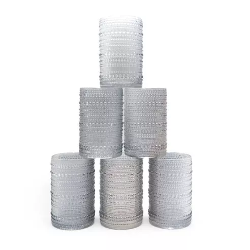 Vaso de Vidrio de 350 Mililitros Color Azul Humo, Set de 6 Unidades TIPS KFG-008SM/HJ