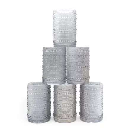 Vaso de Vidrio de 350 Mililitros Color Azul Humo, Set de 6 Unidades TIPS KFG-008SM/HJ