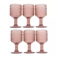 Copa de Vino de Vidrio de 240 Mililitros de Color Morado, Set de 6 Unidades TIPS KFG-007PR/HJ