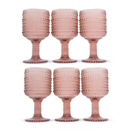 Copa de Vino de Vidrio de 240 Mililitros de Color Morado, Set de 6 Unidades TIPS KFG-007PR/HJ