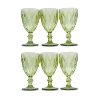 Copa para Vino de Vidrio de 300 Mililitros de Color Verde, Set de 6 Unidades TIPS KFG-002GN/HJ