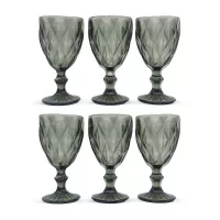 Copa de Vino de Vidrio de 300 Mililitros de Color Humo, Set de 6 Unidades TIPS KFG-002SM/HJ