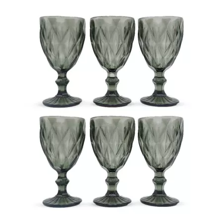 Copa de Vino de Vidrio de 300 Mililitros de Color Humo, Set de 6 Unidades TIPS KFG-002SM/HJ