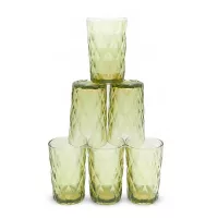 Vaso de Vidrio de 350 Mililitros de Color Verde, Set de 6 Unidades TIPS KFG-004GN/HJ 2