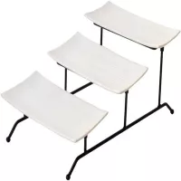 Exhibidor para Buffet de 3 Niveles con Platos de Ceramica Color Blanco TIPS JLA-008