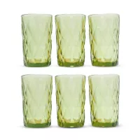 Vaso de Vidrio de 350 Mililitros de Color Verde, Set de 6 Unidades TIPS KFG-004GN/HJ