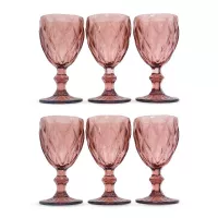 Copa de Vino de Vidrio de 240 Mililitros de Color Morado, Set de 6 Unidades TIPS KFG-006PR/HJ