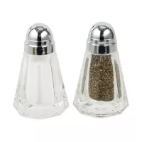 Salero y Pimentero Paneled con Tapa Plateada de 1.5 Onzas TABLECRAFT 80S&P-2 2