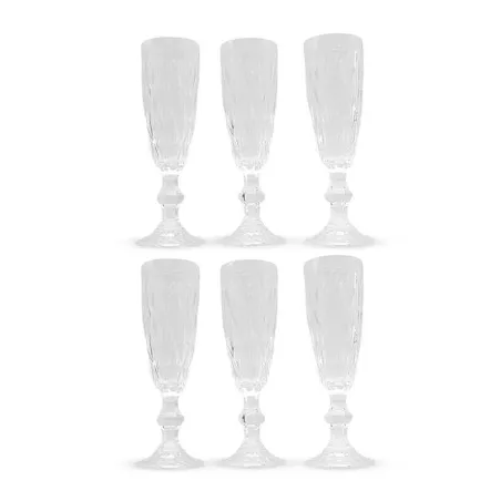 Copa de Champagne de Vidrio de 160 Mililitros, Set de 6 Unidades TIPS KFG-003CL/HJ