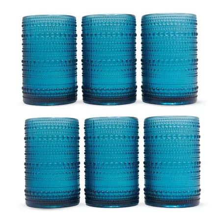 Vaso de Vidrio de 350 Mililitros de Color Azul, Set de 6 Unidades TIPS KFG-008BL/HJ