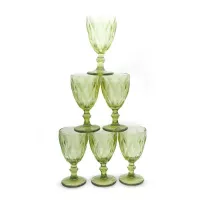 Copa para Vino de Vidrio de 300 Mililitros de Color Verde, Set de 6 Unidades TIPS KFG-002GN/HJ 2