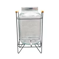 Dispensador de Vidrio con Base de Alambre para Bebidas de 5 Litros TIPS LXG-049-1