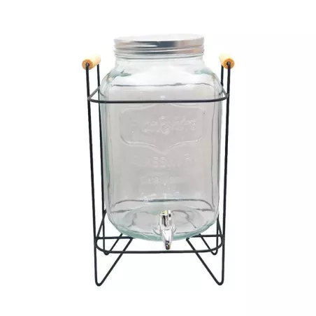 Dispensador de Vidrio con Base de Alambre para Bebidas de 5 Litros TIPS LXG-049-1
