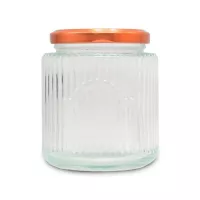 Frasco de Vidrio Estriado con Tapa de Color Cobre de 150 Mililitros VETRO LXG-013